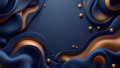 The primary subject of the image is a blue and gold swirling pattern with a few gold dots. The setting is a blue background, and the visual style appears to be a digital art or illustration. The colors and mood of the image are vibrant and lively, with the gold dots adding a touch of warmth to the overall design.