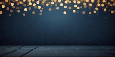 The primary subject of the image is a blue wall with a pattern of lights on it. The setting is a dark room, and the visual style appears to be a photo. The dominant colors are blue and black, creating a moody atmosphere.