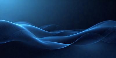 The primary subject of the image is a blue wave or ripple pattern. The setting is a dark blue background, which creates a contrasting effect with the blue wave. The visual style appears to be a digital art or illustration, as the wave is depicted in a smooth and detailed manner. The dominant colors in the image are blue, creating a calm and serene atmosphere.