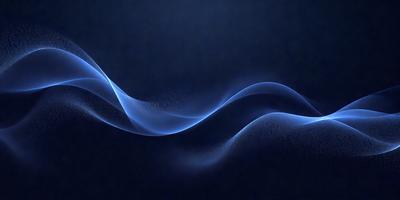 The primary subject of the image is a blue wave or ripple pattern. The setting is a dark blue background, which creates a contrasting effect with the blue wave. The visual style appears to be a digital art or illustration, as the wave is depicted in a smooth and detailed manner. The colors and mood of the image are predominantly blue, giving it a calm and serene atmosphere.