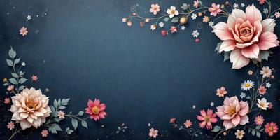 The primary subject of the image is a blue wall with a pattern of flowers painted on it. The setting is a room with a blue background, and the visual style is a combination of digital art and illustration. The dominant colors are blue and pink, creating a calm and soothing atmosphere.