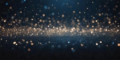 The primary subject of the image is a close-up of a blue background with a pattern of white lights. The setting appears to be a dark room, and the visual style is a combination of a photo and digital art. The dominant colors are blue and white, creating a calm and serene atmosphere.