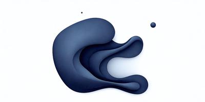 The primary subject of the image is a blue, swirling, and flowing shape, which appears to be a digital art or illustration. The setting is a white background, which provides a clean and minimalist appearance. The visual style is modern and creative, with the blue shape being the main focus of the image. The colors and mood of the image are predominantly blue, creating a sense of calmness and tranquility.