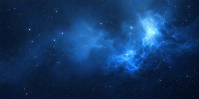The primary subject of the image is a blue, swirling, and glowing nebula. The setting is a dark, star-filled sky, with the nebula as the main focus. The visual style is a digital art or illustration, creating a captivating and surreal atmosphere. The dominant colors are blue and purple, with the swirling patterns adding a sense of depth and motion to the scene.