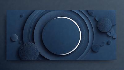 The primary subject of the image is a large, round, blue object with a silver circle in the center. The setting is a dark, blue background, which creates a contrasting and dramatic effect. The visual style appears to be a combination of digital art and illustration, as the object is depicted in a detailed and intricate manner. The colors and mood of the image are predominantly dark and moody, with the blue background and the silver circle adding a touch of brightness and contrast.