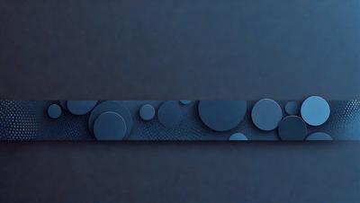 The primary subject of the image is a blue wall with a pattern of circles. The setting is a dark room, and the visual style appears to be a combination of digital art and illustration. The dominant colors are blue and white, creating a calm and soothing atmosphere.