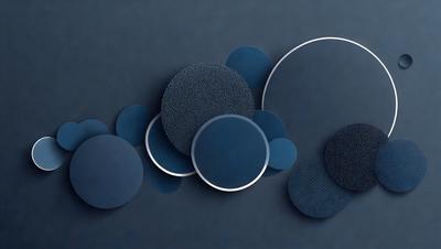 The primary subject of the image is a collection of blue circles, which are arranged in a visually appealing manner. The setting is a blue background, which complements the blue circles. The visual style of the image is a combination of digital art and illustration, creating a unique and eye-catching design. The dominant colors in the image are blue, which creates a calm and soothing atmosphere.