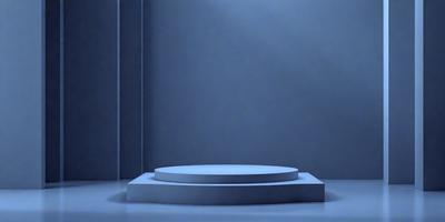 The primary subject of the image is a blue circle, which is the main object, scene, or focus of the image. The setting/background consists of a blue wall, and the visual style appears to be a photo. The colors and mood of the image are predominantly blue, creating a calm and serene atmosphere.