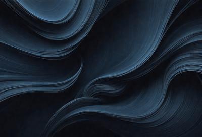 The primary subject of the image is a blue ocean wave. The setting is the ocean, with the wave being the main focus of the image. The visual style is a digital art or illustration, as the wave is depicted in a detailed and artistic manner. The dominant colors are blue and black, creating a calm and serene atmosphere.