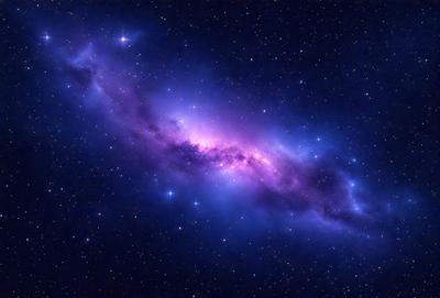 The primary subject of the image is a purple nebula, which is a cloud of gas and dust in space. The setting is a dark, star-filled sky, with the nebula being the main focus of the image. The visual style is a combination of a photo and digital art, creating a striking and detailed representation of the nebula. The colors and mood of the image are predominantly purple, giving it a serene and celestial atmosphere.