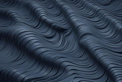 The primary subject of the image is a blue, textured surface that resembles a water surface or a blue ocean. The setting is a dark blue background, which creates a moody atmosphere. The visual style is a digital art or illustration, as the surface appears to be a digital rendering or a patterned design. The colors and mood of the image are predominantly dark blue, creating a sense of depth and mystery.