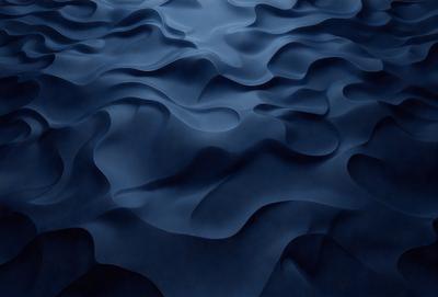 The primary subject of the image is a blue ocean with waves. The setting is the ocean, and the visual style is a photo. The dominant colors are blue and white, creating a calm and serene atmosphere.