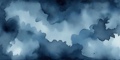 The primary subject of the image is a cloudy blue sky. The setting is a cloudy day, and the visual style is a painting or drawing. The colors and mood of the image are predominantly blue, creating a calm and serene atmosphere.