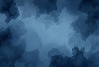 The primary subject of the image is a cloudy blue sky. The setting is a cloudy sky with a few stars visible. The visual style is a digital art or illustration, creating a sense of depth and texture. The colors and mood are predominantly blue, with a slightly darker tone, giving the image a calm and serene atmosphere.