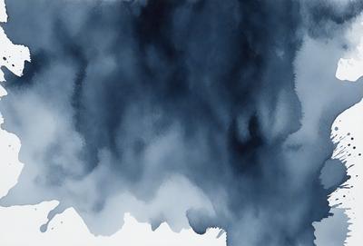 The primary subject of the image is a painting of a cloudy sky. The setting is a dark blue background, which contrasts with the cloudy sky. The visual style is a painting, and the colors and mood convey a sense of mystery and depth.