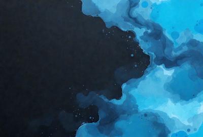 The primary subject of the image is a blue and black painting of a cloudy sky. The setting is a black background, which contrasts with the blue and black cloudy sky. The visual style is a painting, which gives the image a more artistic and creative appearance. The dominant colors are blue and black, creating a moody and atmospheric mood.