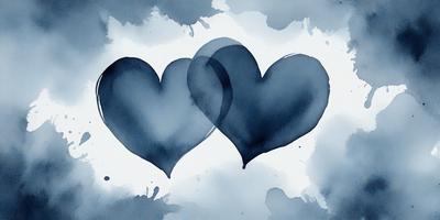 The primary subject of the image is a pair of blue hearts, which are the main objects in the scene. The hearts are placed on a cloudy blue background, creating a visually appealing and artistic composition. The visual style of the image is a combination of digital art and illustration, as the hearts are depicted in a stylized manner. The dominant colors in the image are blue and white, giving the scene a calm and serene atmosphere.