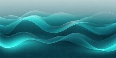 The primary subject of the image is a blue ocean wave. The setting is a blue ocean, and the visual style is a digital art or illustration. The dominant colors are blue and white, creating a calm and serene atmosphere.