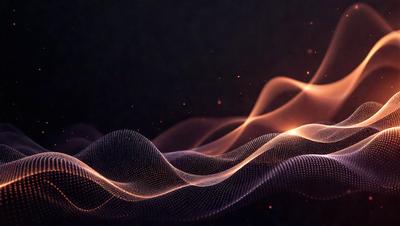The primary subject of the image is a wave, which is the main object, scene, or focus of the image. The wave is depicted in a digital art style, with a dark background and a patterned texture. The colors and mood of the image are predominantly dark, with a sense of depth and intensity.