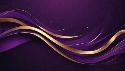 The primary subject of the image is a purple background with gold swirls. The setting is a dark background, which contrasts with the gold swirls. The visual style is a digital art or illustration, creating a unique and eye-catching design. The dominant colors are purple and gold, giving the image a sophisticated and elegant mood.