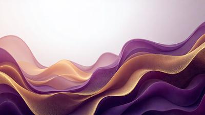 The primary subject of the image is a large, colorful wave. The wave is depicted in a variety of colors, including purple, gold, and orange. The setting is a white wall, which serves as the background for the wave. The visual style of the image is a combination of digital art and illustration, creating a dynamic and vibrant scene. The dominant colors and overall atmosphere of the image are energetic and lively, with the wave's colors and patterns adding a sense of movement and excitement to the scene