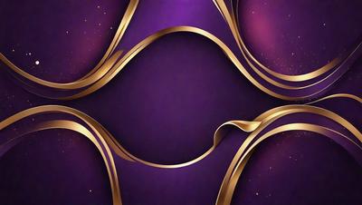 The primary subject of the image is a purple background with gold swirls and patterns. The setting is a space with a purple background, and the visual style is a digital art or illustration. The colors and mood of the image are predominantly purple and gold, creating a sense of elegance and sophistication.