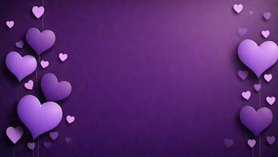 Purple background with hearts.