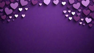 Purple background with hearts.