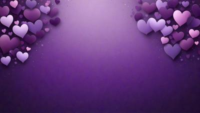Purple background with hearts.