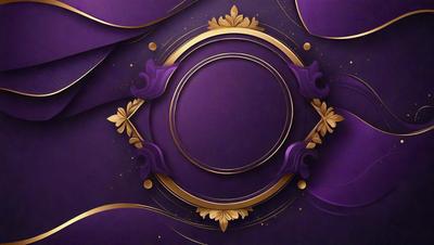 The primary subject of the image is a purple circle with a gold border. The circle is placed in the center of a purple background, which creates a visually striking contrast. The visual style of the image is a combination of digital art and illustration, giving it a unique and artistic appearance. The colors and mood of the image are predominantly purple and gold, which evoke a sense of luxury and sophistication.