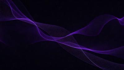 The primary subject of the image is a purple wave or a purple ribbon-like pattern. The setting is a dark background, which contrasts with the purple wave. The visual style appears to be a digital art or illustration, as the purple wave is the main focus of the image. The colors and mood of the image are predominantly purple, creating a sense of calmness and tranquility.