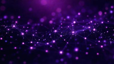 The primary subject of the image is a purple background with a pattern of purple and white dots. The setting appears to be a dark space, possibly a night sky. The visual style of the image is a combination of digital art and illustration, creating a unique and intriguing pattern. The colors and mood of the image are predominantly purple, which gives it a calm and serene atmosphere.