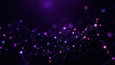 The primary subject of the image is a purple background with a dense network of purple and red lines. The setting appears to be a dark, starry night, with the lines creating a sense of depth and intricacy. The visual style is a combination of digital art and illustration, with the lines resembling a network of interconnected dots. The colors and mood of the image are predominantly purple and red, creating a sense of mystery and wonder.