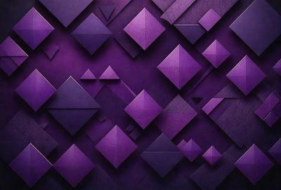 The primary subject of the image is a purple wall with a geometric pattern. The setting is a room with a purple wall, and the visual style is a digital art or illustration. The dominant colors are purple and black, creating a moody atmosphere.