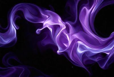 The primary subject of the image is a purple smoke or vapor, which appears to be a digital art or illustration. The setting is a dark background, and the visual style gives the impression of a futuristic or surreal scene. The colors and mood of the image are predominantly purple, creating a sense of mystery or intrigue.