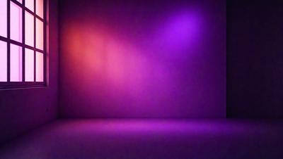 The primary subject of the image is a purple wall with a purple light shining on it. The setting is a dark room with a purple background. The visual style is a digital art or illustration, creating a unique and artistic atmosphere. The dominant colors are purple and pink, giving the image a moody and dramatic feel.