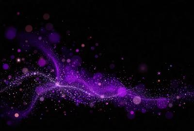 Purple starbursts on a black background.
