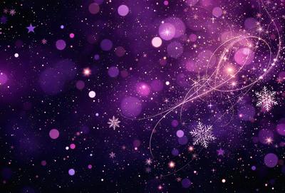 The primary subject of the image is a purple background with a pattern of white stars. The setting is a night sky, and the visual style appears to be a digital art or illustration. The dominant colors are purple and white, creating a serene and celestial atmosphere.