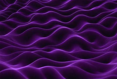 The image features a purple, wavy surface that resembles a water-like texture. The primary subject is the purple surface, which is the main focus of the image. The setting is a purple background, and the visual style is a digital art or illustration. The colors and mood of the image are predominantly purple, creating a calm and soothing atmosphere.