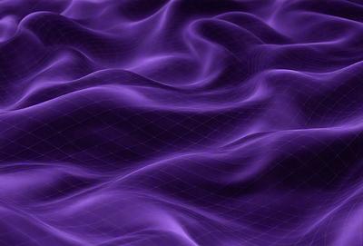 The primary subject of the image is a purple, wavy surface that resembles a water surface. The setting is a digital artwork, and the visual style is a combination of a photo and a digital illustration. The colors and mood of the image are predominantly purple, creating a calming and serene atmosphere.