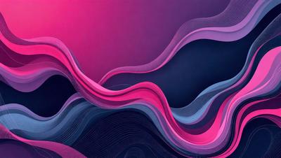 The primary subject of the image is a colorful, abstract design featuring a mix of pink, blue, and purple hues. The setting is a dark background, which contrasts with the vibrant colors of the design. The visual style appears to be a combination of digital art and illustration, creating a unique and eye-catching pattern. The overall atmosphere of the image is energetic and lively, with the bold colors and dynamic lines evoking a sense of movement and creativity.