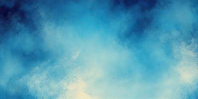 The primary subject of the image is a blue sky with clouds. The setting is a cloudy day, and the visual style is a painting or drawing. The colors and mood of the image are predominantly blue and calm, creating a serene atmosphere.