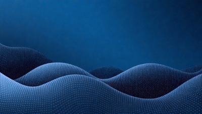 The primary subject of the image is a blue background with a wave-like pattern. The setting is a dark blue background, which creates a contrast with the wave pattern. The visual style is a combination of digital art and illustration, as the wave pattern is created using a digital medium. The colors and mood of the image are predominantly dark blue, creating a calm and serene atmosphere.