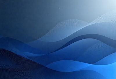 The primary subject of the image is a blue wave pattern. The setting is a blue background, and the visual style appears to be a digital art or illustration. The dominant colors are blue and white, creating a calm and serene atmosphere.