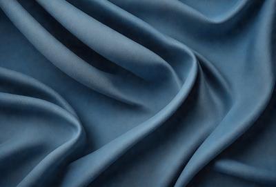 The primary subject of the image is a blue fabric, which appears to be a piece of cloth or a curtain. The setting is a room with a blue background, which complements the blue fabric. The visual style is a close-up of the fabric, showcasing its texture and details. The colors and mood of the image are predominantly blue, creating a calm and serene atmosphere.