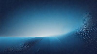 The primary subject of the image is a blue sky with a few clouds. The setting is a vast, open space with a clear blue sky in the background. The visual style is a digital art or illustration, creating a sense of depth and dimension. The colors and mood are predominantly blue, creating a calm and serene atmosphere.
