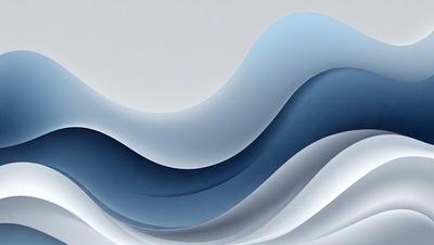 The primary subject of the image is a large, curved, and flowing blue wave. The wave is the main focus of the image, and it appears to be a digital art or illustration. The setting is a white background, which contrasts with the blue wave, creating a visually striking scene. The overall atmosphere of the image is dynamic and energetic, with the blue wave representing a sense of movement and flow.