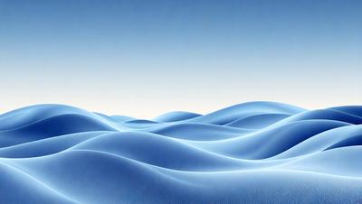 The primary subject of the image is a large body of water with waves. The setting is a vast, open ocean with a blue color. The visual style is a digital art or illustration, creating a serene and calming atmosphere. The dominant colors are blue and white, which contribute to the overall mood of the scene.