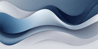 The primary subject of the image is a large, curved wave. The setting is a blue sky, and the visual style is a digital art or illustration. The dominant colors are blue and white, creating a calm and serene atmosphere.