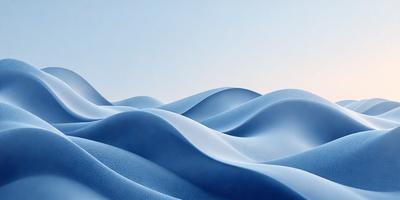 The primary subject of the image is a large body of water, which appears to be a blue ocean. The setting is a vast expanse of water, with no visible land or other objects in the background. The visual style of the image is a digital art or illustration, as it is a computer-generated representation of the ocean waves. The dominant colors in the image are blue and white, creating a serene and calming atmosphere.